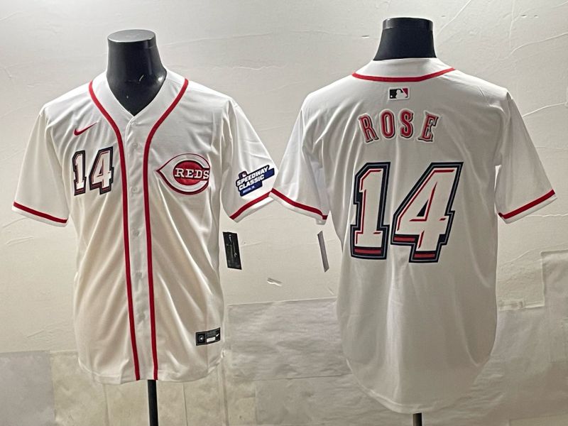 Men 2025 Cincinnati Reds #14 Rose White Nike 2025 MLB Jersey 02